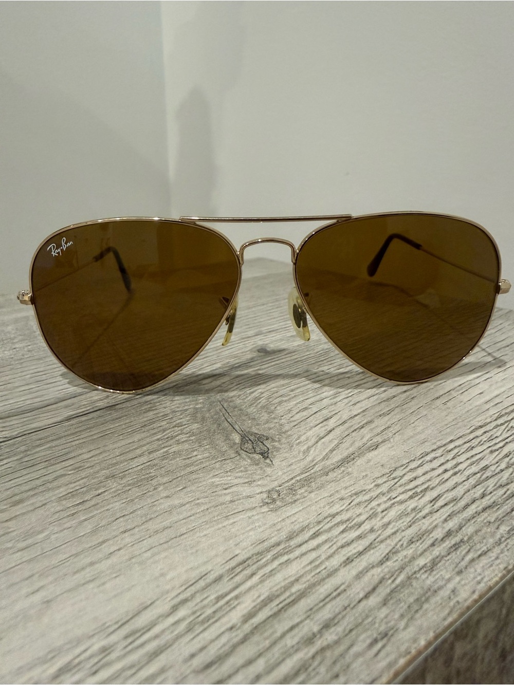 Ray-Ban Gold Frame Brown Lens Aviator Sunglasses
